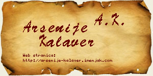 Arsenije Kalaver vizit kartica